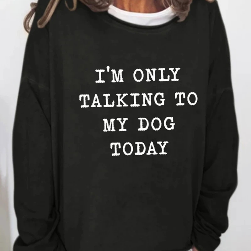 

Spring and autumn new English printed casual Sweatshirt loose women's sweater, Black