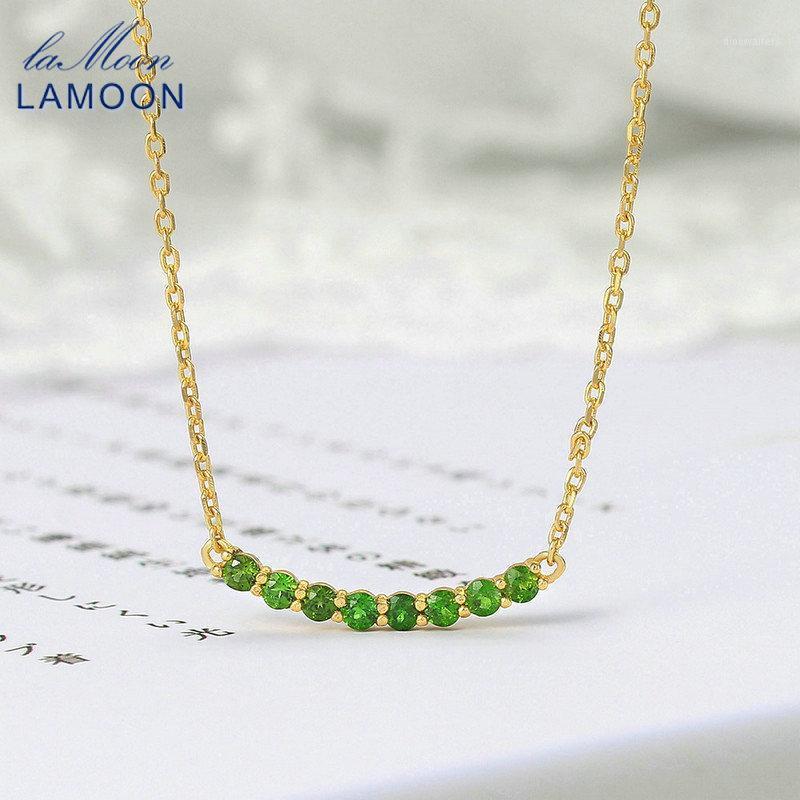 

Vingate 925 Silver Necklace For Women Natural Mini Diopside Gemstone 14K Gold Plated Fine Jewelry Greem Crystal LMNI140 Chains