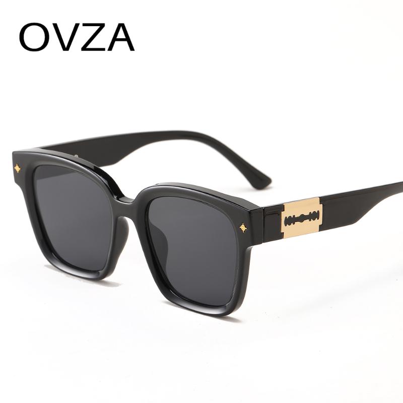 

Sunglasses OVZA Fashion Large Mens Brand Designer Sun Glasses Woman Rectangle Frame Anti-UV Lens S6020