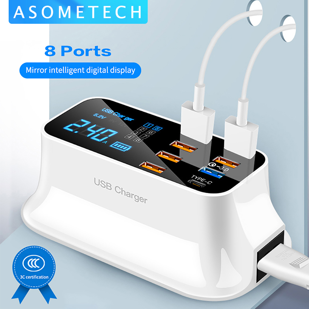 

8 Ports Quick Charge 3.0 Led Display USB Charger For Android iPhone Adapter Phone Tablet Fast Charger For xiaomi huawei samsung