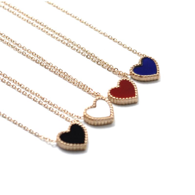 

Pendant Necklaces Double Color Love Heart Necklace For Women Wedding Jewelry Rose Gold Classic Shell Short
