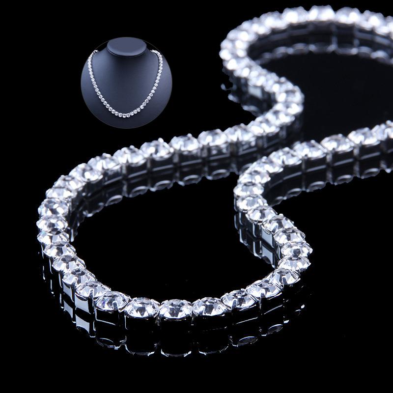 

Bridal Crystal Choker Necklace Women Wedding Accessories Chain Chokers Jewelry Collier Femme Drop Chains, Silver