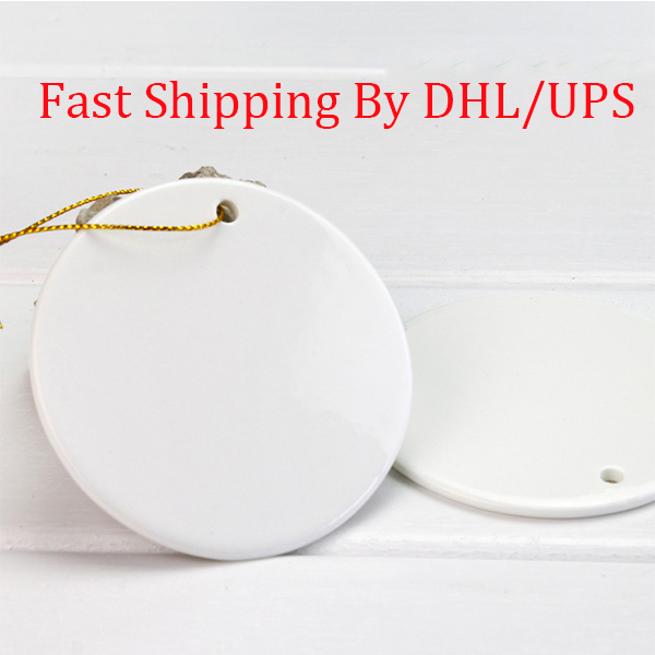 

3 Inch Personalized Sublimation Ceramic Pendant Round Christmas Decoration Two Sides Blank DIY Printing Photo Gifts For Friends