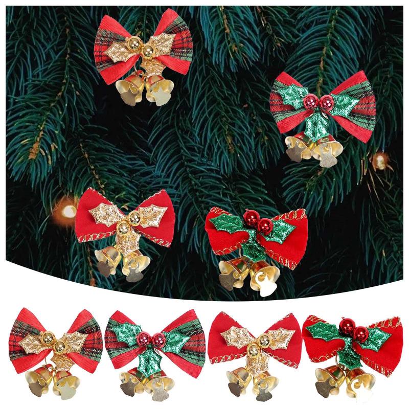 

Christmas Decorations Tree Decoration Bow Bells Gifts Home Wedding Car Decor Craft Plaid Bows With Adornos De Navidad 3W