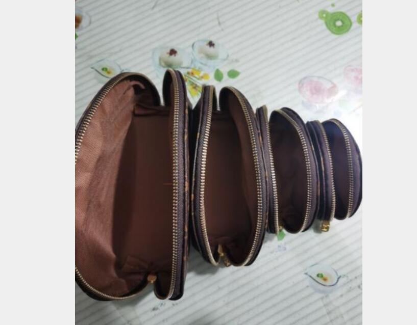 

cosmetic bags famous brand makeup bag designer travel pouch make up bag ladies cluch purses organizador toiletry bag 4pcs, Brown
