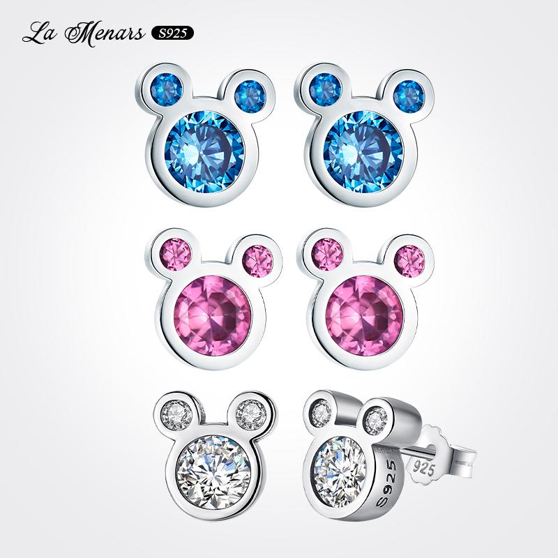 

Stud La Menars Colourful Gem Round Earrings For 2021 Original Women Jewelry Ornament Genuine 925 Sterling Silver Hoilday Gift, Golden;silver