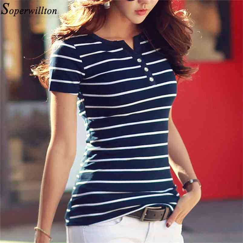 

Women T-Shirt Cotton Short Long Sleeve Lady T Shirt Striped Summer Spring Autumn Female Blusa White Trendy Fashion Top Tee T0 210722, Coffee
