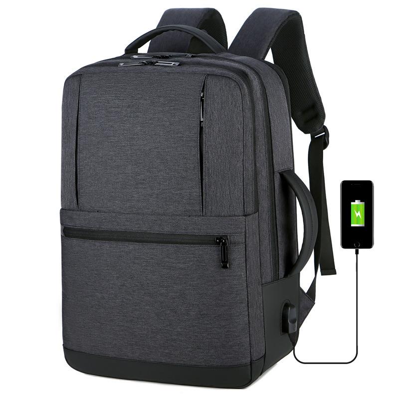 

Backpack Men's Large Capacity Extended Waterproof Breathable Multifunctional USB Rechargeable Business Oxford Cloth Bag, Black