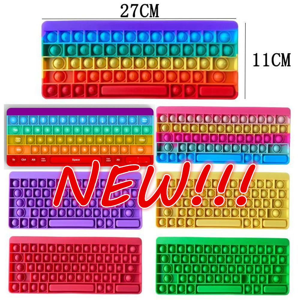 

Wholesale Fidget Toys Keyboard Shape Reliver Stress Party Gifts Rainbow Silicone Push It Bubble Antistress Sensory Toy Adult Kids Office School Squeeze Board Game