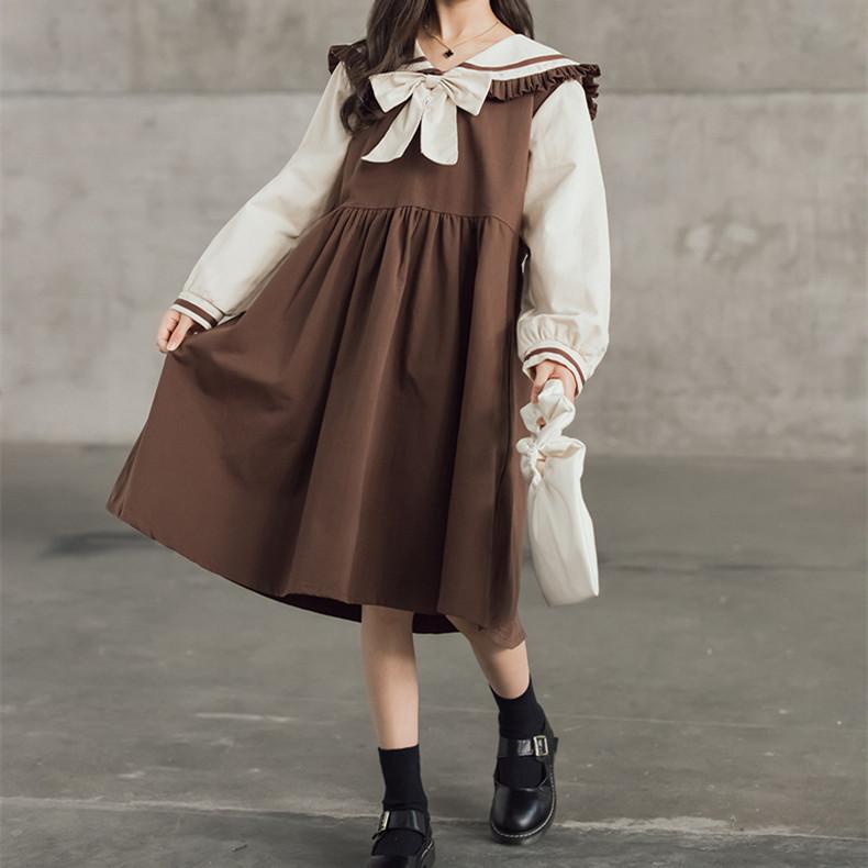 

Girl's Dresses Long-sleeved Princess Dress Korean Style College Casual Long Girl Autumn Spring, Red;yellow