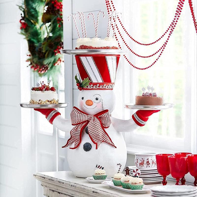 

Christmas Decorations Creative Santa Snack Plate Snowman Dessert Table Fruit Cake Stand Party Candy Food Serving Tray Xmas Rack