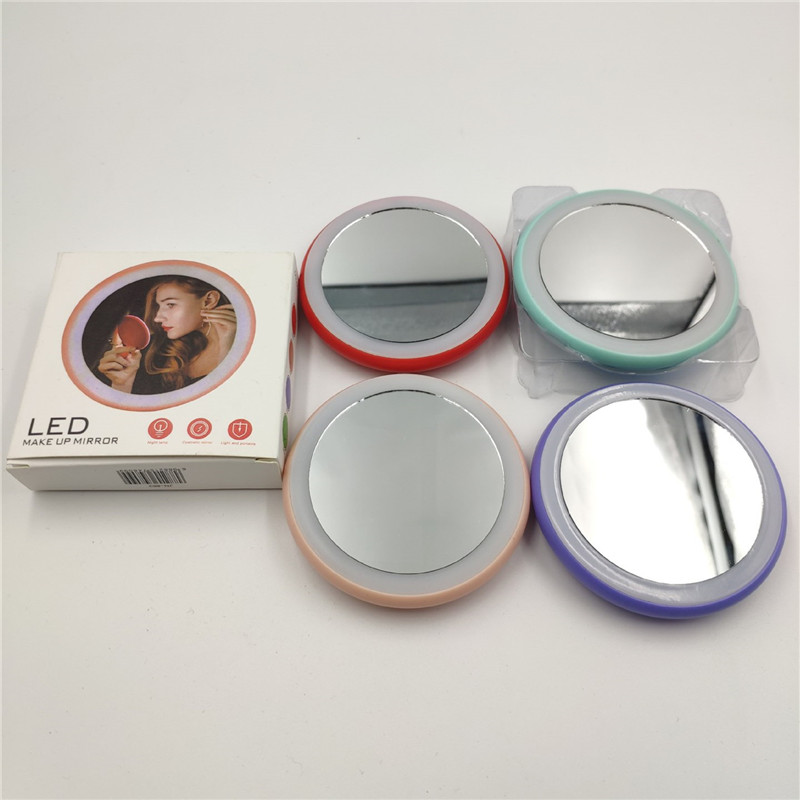 

Portable LED Mirror Makeup Glasses Make Up Pocket Compact Cosmetic Mini LED Lights Lamps