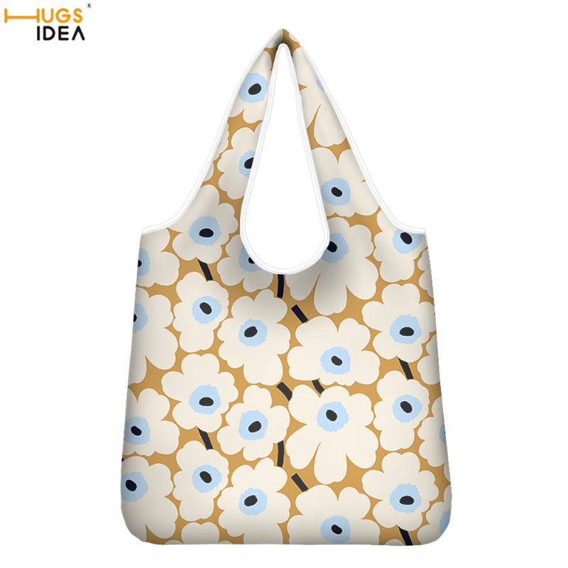 

Floral Poppy Print Shopping Women Cute Cartoon Storage Bags Ecofriend Folding Large Handbag For Home Travel Shop Light