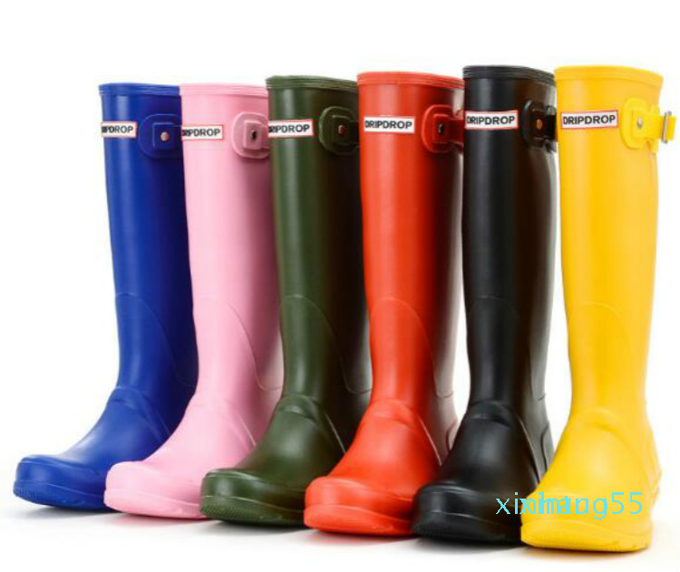 

Women RAINBOOTS fashion Knee-high tall rain boots England style waterproof welly boots Rubber rainboots water shoes rainshoes, Matte blue