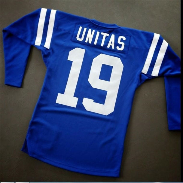 

Custom 009 Youth women Vintage Johnny Unitas Mitchell & Ness 1970 3/4 SLEEVE Football Jersey size s-4XL or custom any name or number jersey, Blue women s-2xl