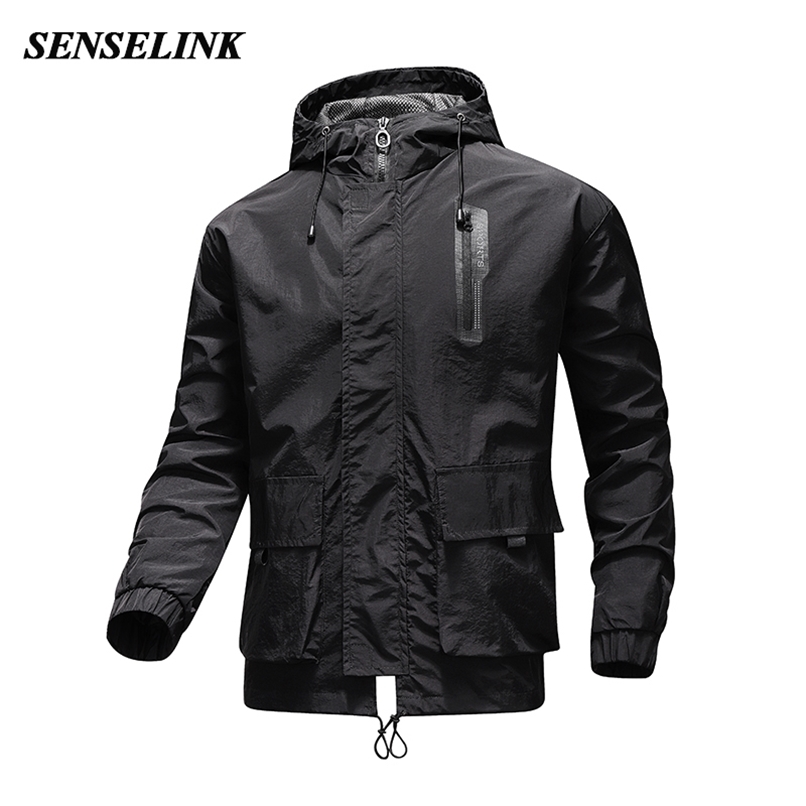 

Men Autumn Winter Plus Size 5Xl Jacket Hooded Windproof Loose Sports 100% Nylon Jacket Hong Kong Version Tooling Wind Jacket 211029, Army green