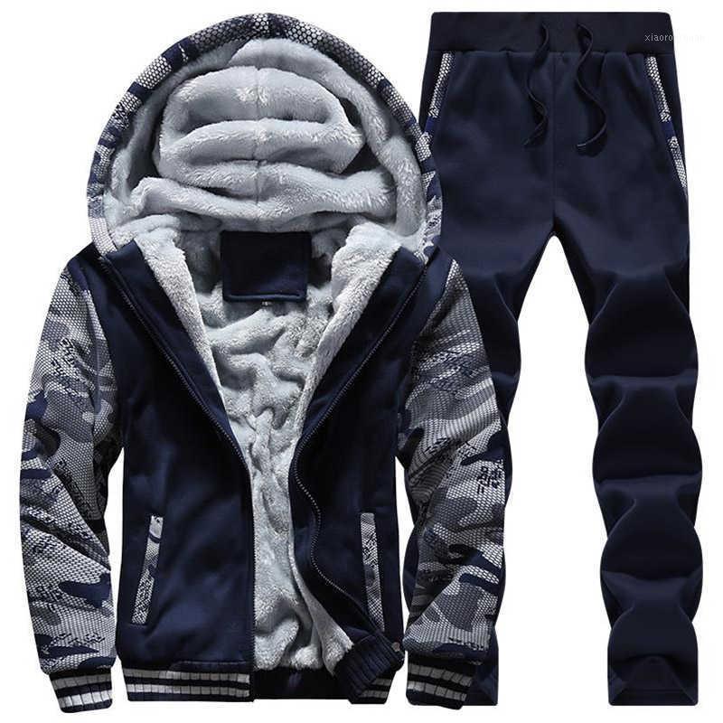 

Men's Hoodies & Sweatshirts Hoodie Sweatshirt Men 2021 Fleece Sweatshirts+Sweatpants Suit Autumn Winter Warm Printed Hooded Pullover, D38 grey