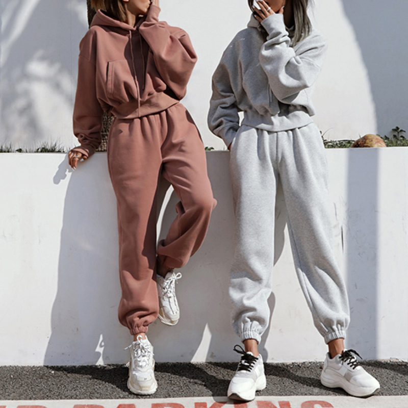 

Casual Loose Two Piece Outfits for Women Comfortable Hoodie Two Piece Drop Shoulder Sleeve High Waist Woven Suit, Dark grey