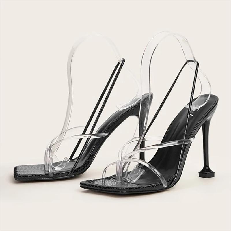 

Dress Shoes MIYEDA Breathable Women's High Heels Fashion Sexy Party Ladies Sandals Transparent Upper Summer Plus Size Female Sandal, Black