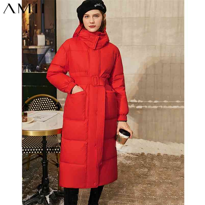 

Minimalism Winter Coat Women Fashion Solid Hooded Thick Full Sleeve 90%White Duck Down Women's Jacket 12070614 210527, Black