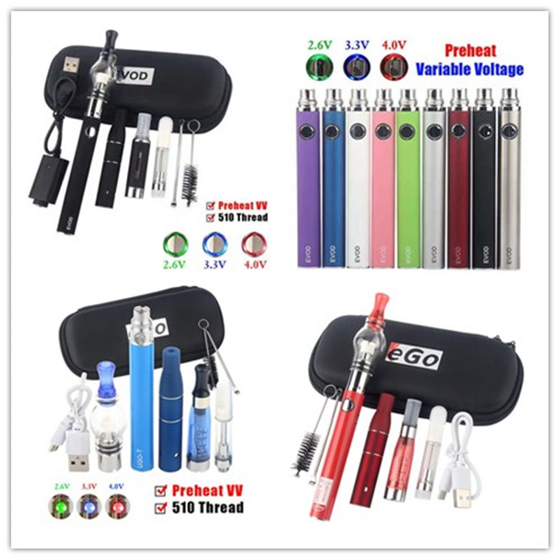

4 in 1 Starter Kits eGo 510 Vape Battery EVOD Dab Pens Dry Herb Vaporizer Wax Vapes UGO Passthrough CE3 Oil Cartridges Kit, Multi