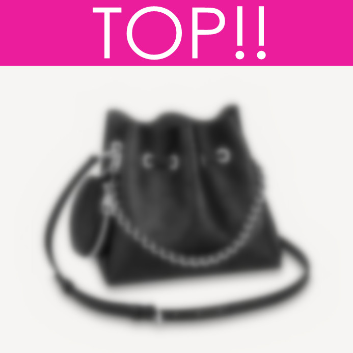 

TOP. M57070 BELLA Designer Bucket Drawstring Bag Perforated Leather M57201 M57068, (black) perforated leather