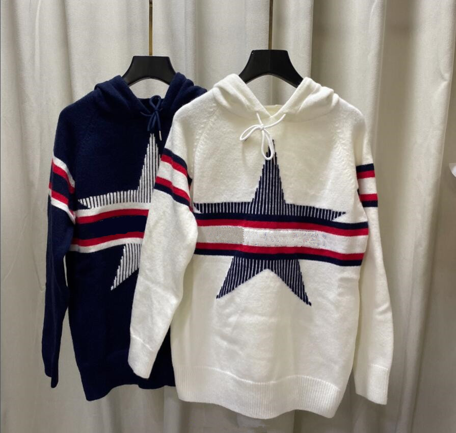 

Women's Star Hooded Sweater Women's Loose Sweater Five-pointed Star Pullover Hoodie Base Knitwear 031, Extra shipping postage/no ship