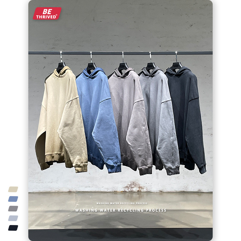 

be men's wear | 2021 autumn and winter batik color copying water washing frayed hole hoodie ins high street fashion brand sweater, Black