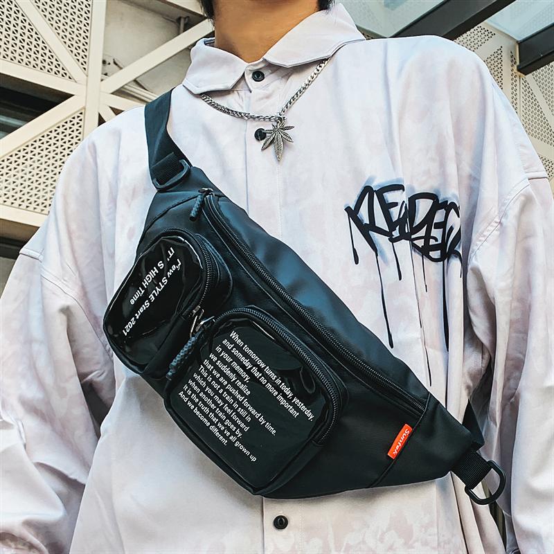 

Chest Bag Original Uoct.all Messenger Japanese Tooling Style Shoulder Couple Transparent Functional Waist Bags, Black