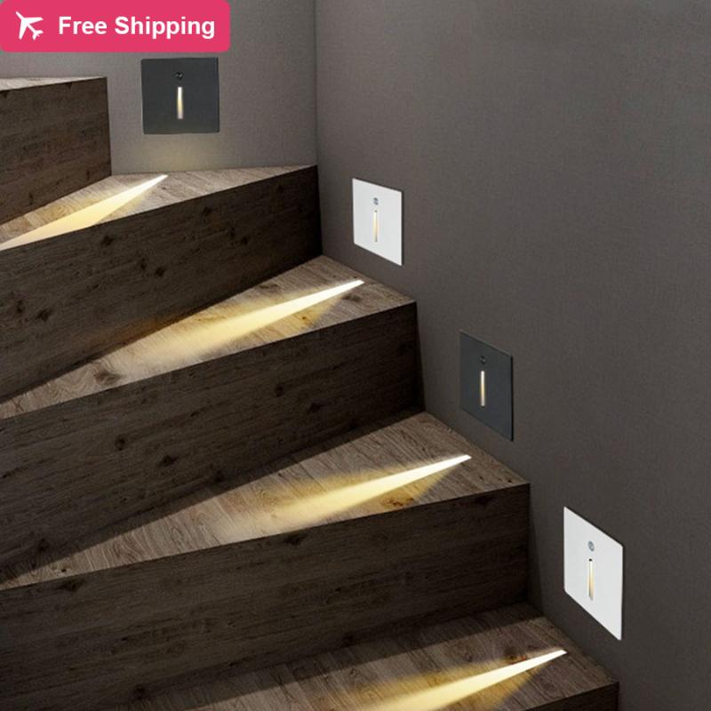 3W 85-240V Motion-sensor Wall Plinth Stair Light Corridor Corner Lamp Warm White 