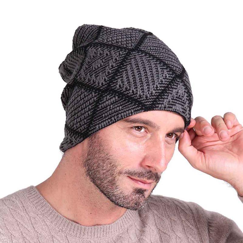 

Camping Hiking 2021 Outdoor Sport Man Cap Warm Soft Men Knitted Wool Hat Solid Thermal Cotton Sort Male Rn Hats, Black;white