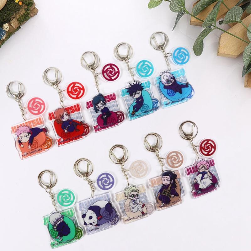

Keychains Anime Keychain Man Jujutsu Kaisen Key Chain Women Yuji Itadori Keyring For Pants Acrylic Pendant Holder Fashion