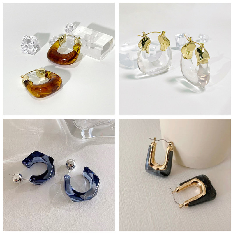 

s 2021 Trend Transparent Circle Acrylic Resin Minimalism Clear Geometric Earring Women Party Travel Jewelry