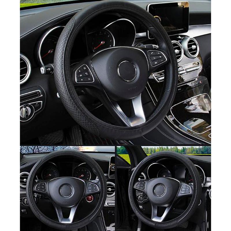 

Steering Wheel Covers 15''/38cm Car Auto Cover Glove Microfiber Breathable Anti-slip Black Suede