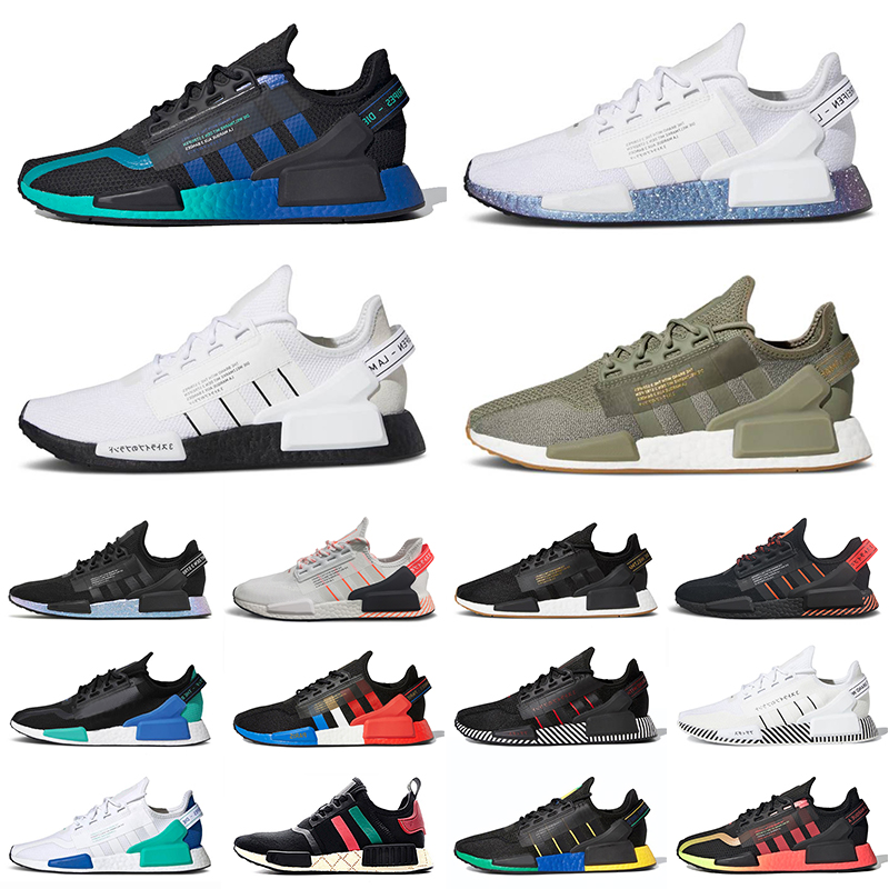 

NMD R1 V2 Primeknit Trainers Men Women Running Shoes Black Speckled White Aqua Tones Dazzle Camo Legacy Green Paris Runner PK Tennis Bee OG Japan Sneakers Outdoor, 3 black and white 36-45