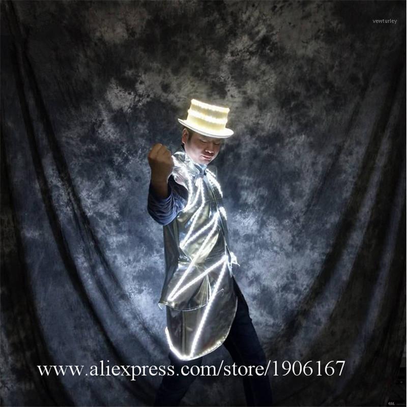 

Party Decoration LED Luminous Dance Ballroom Costumes Stage Performance Glowing Flashing Glasses Robot Men Suits Event Suit Clothes