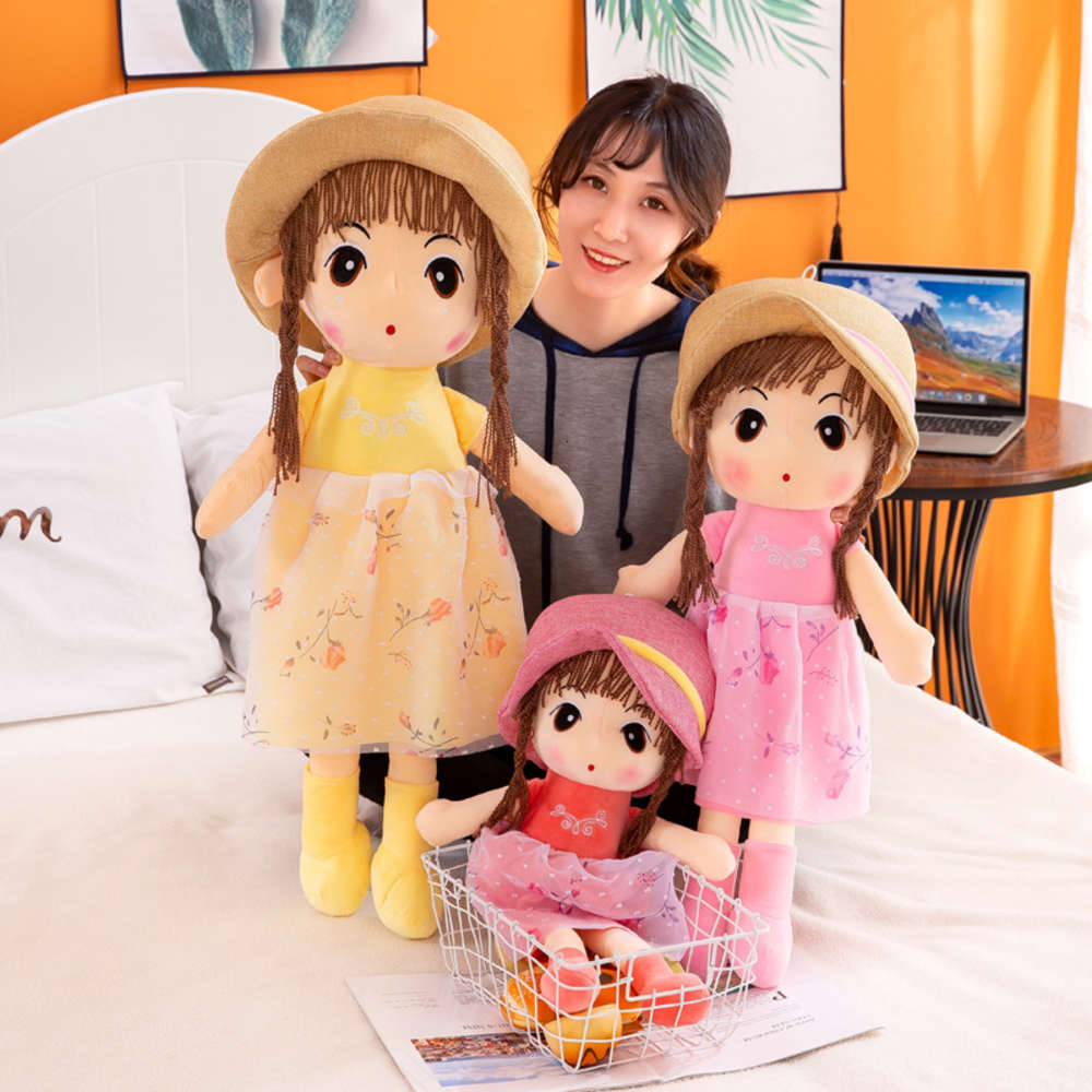 

Doll Princess children Plush Toy Gift Girl Cute straw hat little girl, Blue