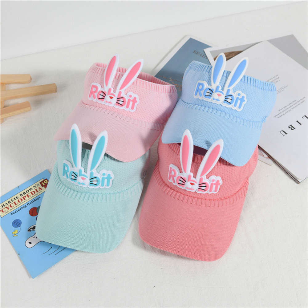 

Cartoon hat summer thin lovely empty sun rabbit boys and girls, Yellow