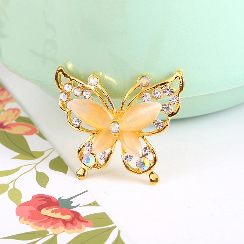 

Pins, Brooches Butterfly Brooch For Women Rhinestone Broches Fashion Bijouterie Wedding Jewelry 2 Colors Available Lead Free, Gray
