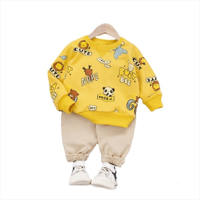 

spring autumn boys baby girls letter t shirt pants toddler fashion clothes children cartoon costume kids o neck sport suits, White