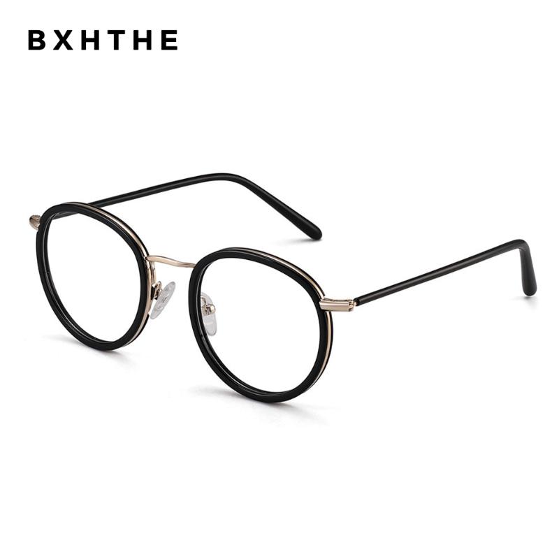 

Fashion Sunglasses Frames Korean Women Vintage Acetate Glasses Frame Round Classic Myopia Prescription Eyeglasses Optical For Men, Black