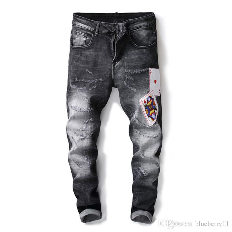 

Men's Shorts Fashion Mens Designer Hole Jeans Streetwear Hop Pants Casual Straight Denim Men Clothing 9KWC, As pic