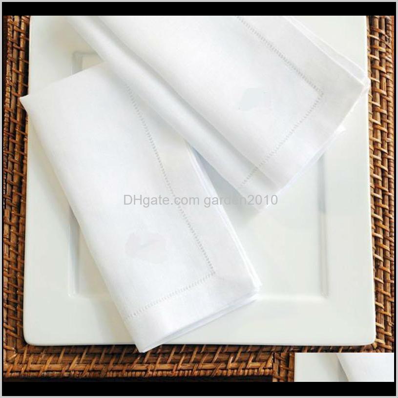 

12Pcs White Hemstitched Cocktail Napkin For Party Wedding Table Cloth Linen Napkins Cotton 45X45Cm And 30X50Cm V99Re Hsunr