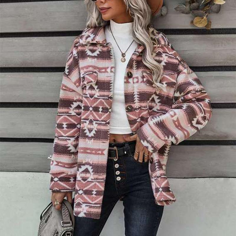 

Women's Jackets Autumn Spring Long Sleeve Pocket Outerwear Women Sexy Turn-down Collar Jacket Lady Single Breasted Button Geometry Top Coats, Black;brown