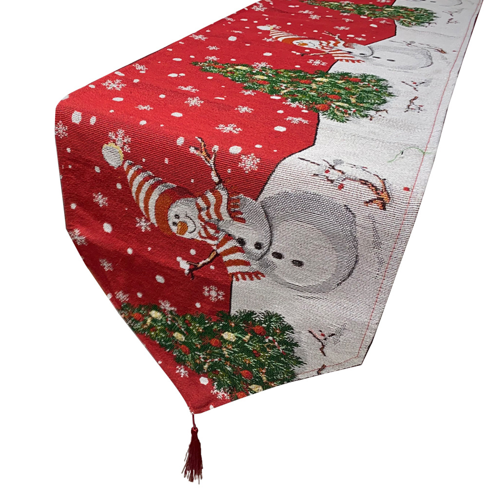 

christmas snowman pattern table flag family decoration aestheticl durable easy to tidy up