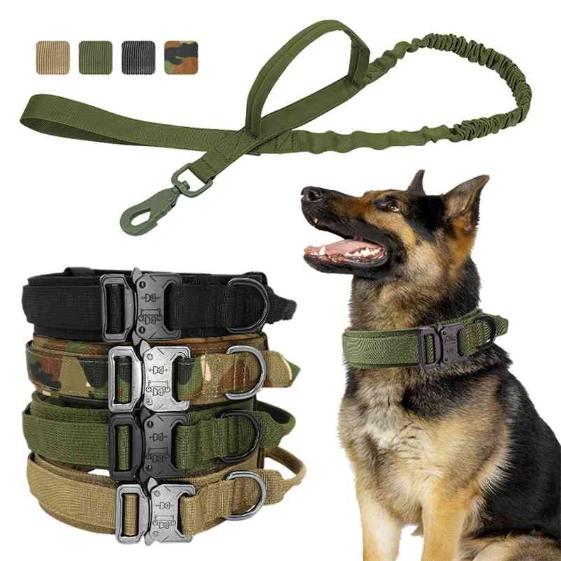 

Military Tactical Dog Collar Leash German Shepard Medium Large Dog Collars For Walking Training Duarable Dog Collar Leash 210729