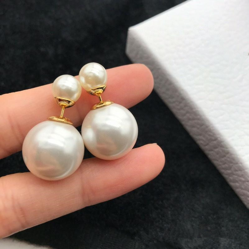 Fashion double pearl earrings suitable for ladies wedding design jewelry 14K gold earrings-image-693720562