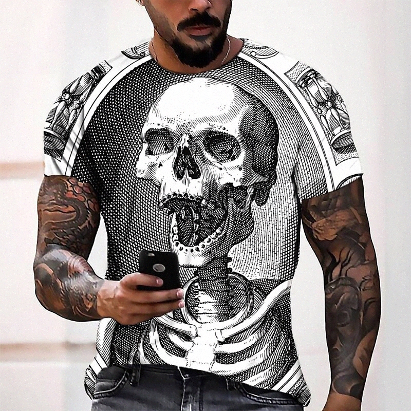 Men's Tee T shirt 3D Print Graphic Round Neck Casual Daily 3D Print Short Sleeve Tops Fashion Designer Cool Comfortable White N9hi#