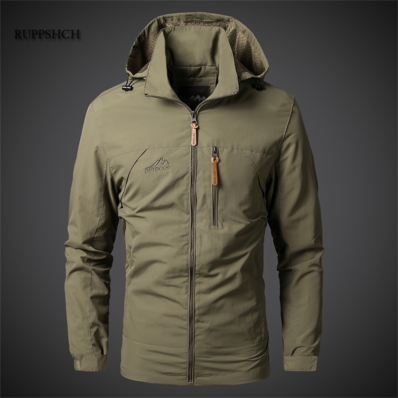 

Men Waterproof Jacket Hooded Casual Outdoor Windbreaker Windproof Spring Autumn Fashion Clothing 211110, Blue