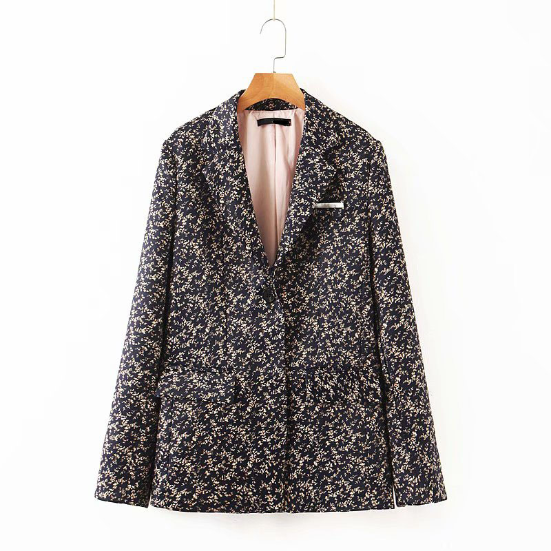 

Vintage Chic Women Floral Print Jacket Elegant Ladies Single Button Lapel Collar Coat Boyfriend Style Girls Outerwear 210520, Beige